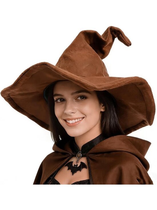 Accessories - Halloween Brown 18IN Wizard Witch Hat Costume For Christmas Masquerade Carnivals